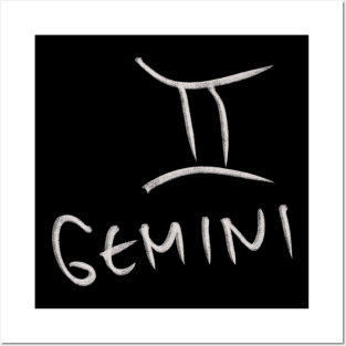 Hand Drawn Gemini Zodiac Signs Posters and Art